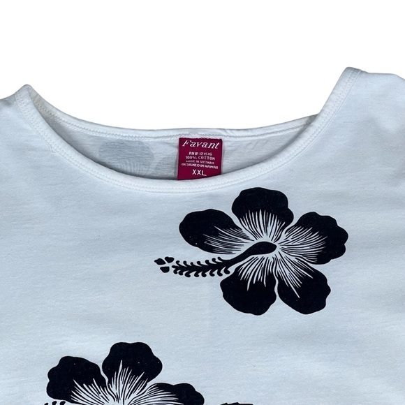 VINTAGE FAVANT Floral Hawaiian Short Sleeve Cotton Dress White & Black Size XXL - Picture 6 of 16